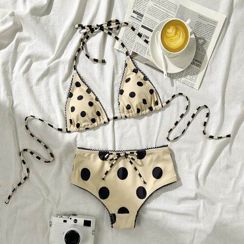 Women 2 Piece Bikini Shorts Set Halter String Triangle Bikin