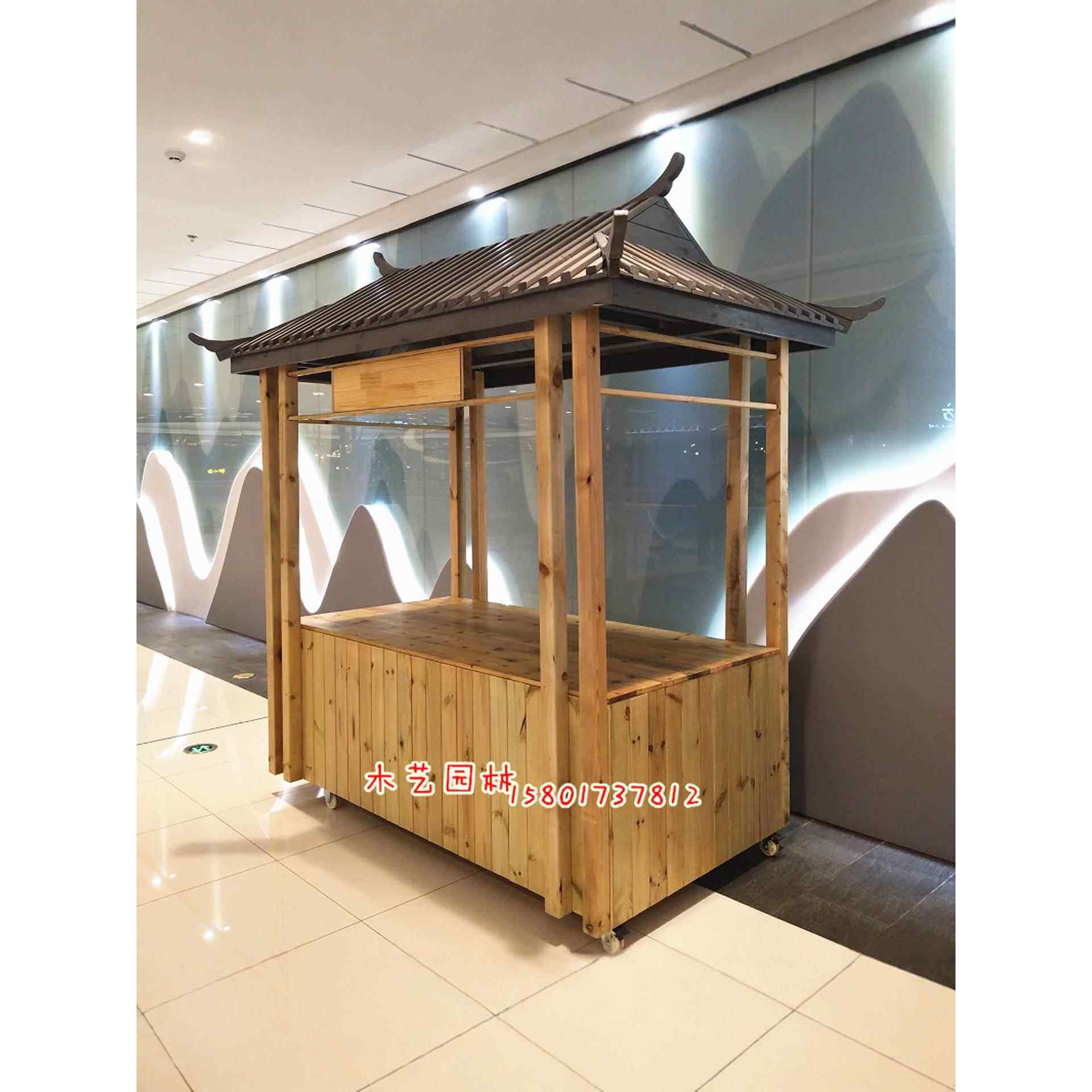 防腐木售货车移动摊位推车户外彷古摆摊卤味甜点小吃餐车商场花车