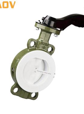 内衬聚四氟乙烯手动蝶阀D71F46 F4法兰手柄气动涡轮耐酸耐碱防腐