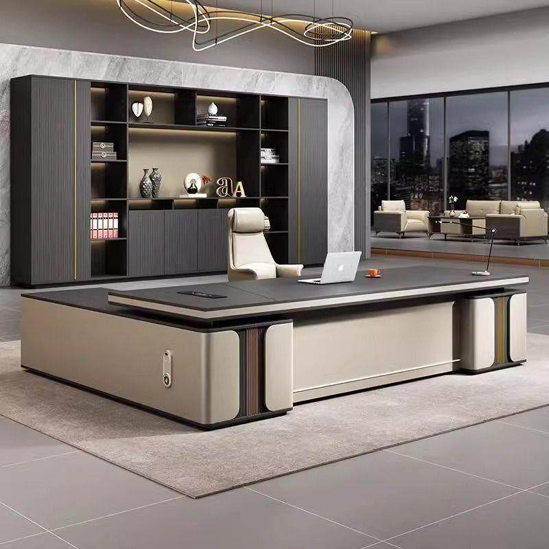 商务老板大班台简约现代高级经理办公桌椅组合感轻奢总裁桌新中式