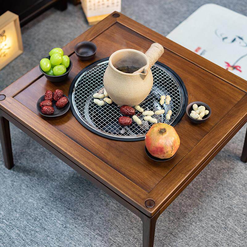 中式围炉煮茶家用小茶几阳台茶桌烤炭火炉矮桌套装户外烧烤炉泡茶