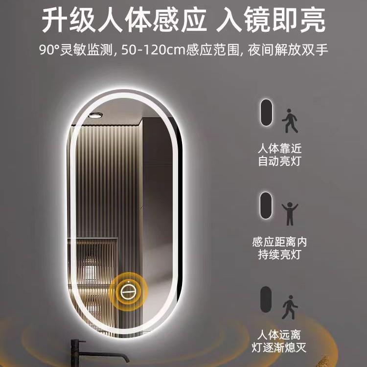 能浴室镜l10005ed智触摸屏感除应雾高清化妆挂镜带灯防雾梳妆台墙
