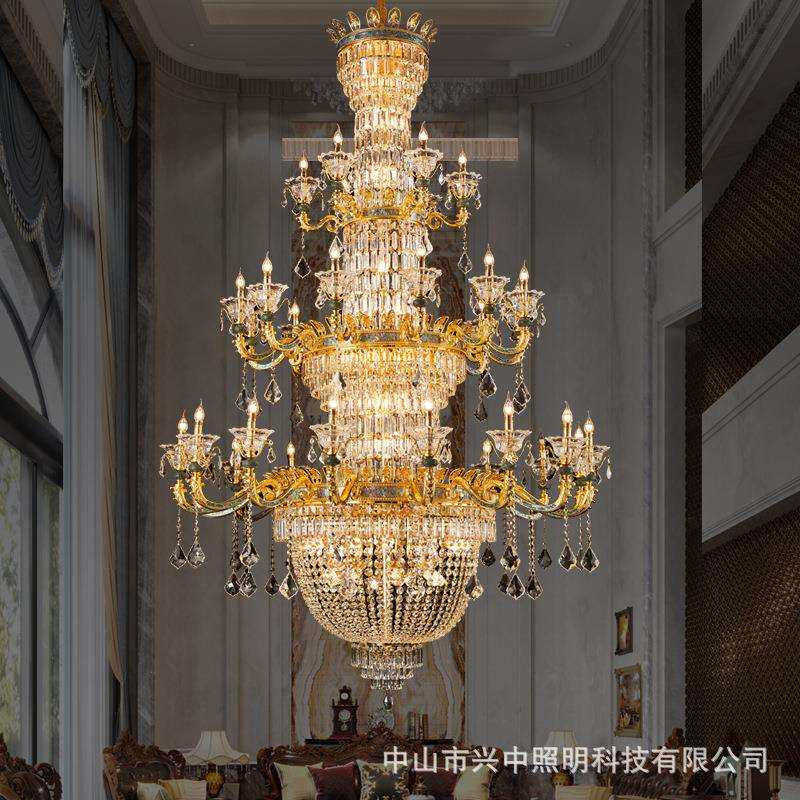 欧式奢华大气水晶吊灯别墅大厅灯法式高档客厅餐厅卧室全铜灯