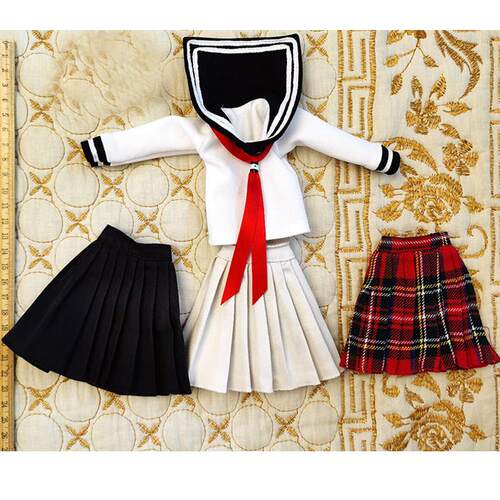 1:6兵人配件衣服bjd女人偶学生装jk制服百褶裙校服水手服素体娃衣