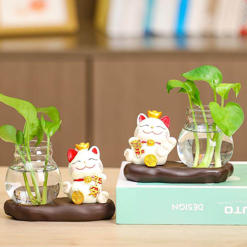 蕊杰创意猫水培玻璃花瓶花器客厅办公室桌面摆件绿萝水养器皿,家居饰品,花瓶,淘宝优惠券,粉丝福利购,淘宝优惠卷