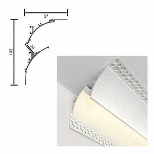 免天花吊顶悬浮洗墙回光灯槽明装反光灯槽铝合金型材石膏顶角线灯