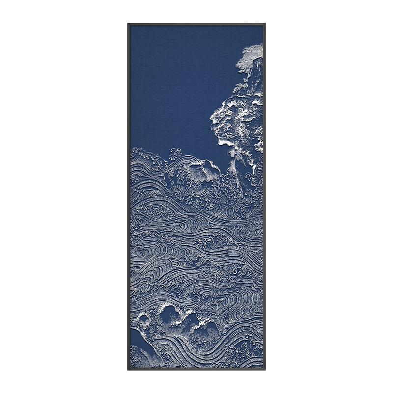 M3NO新中式红色装饰画入户玄关竖版立体挂饰抽象山水大气壁画