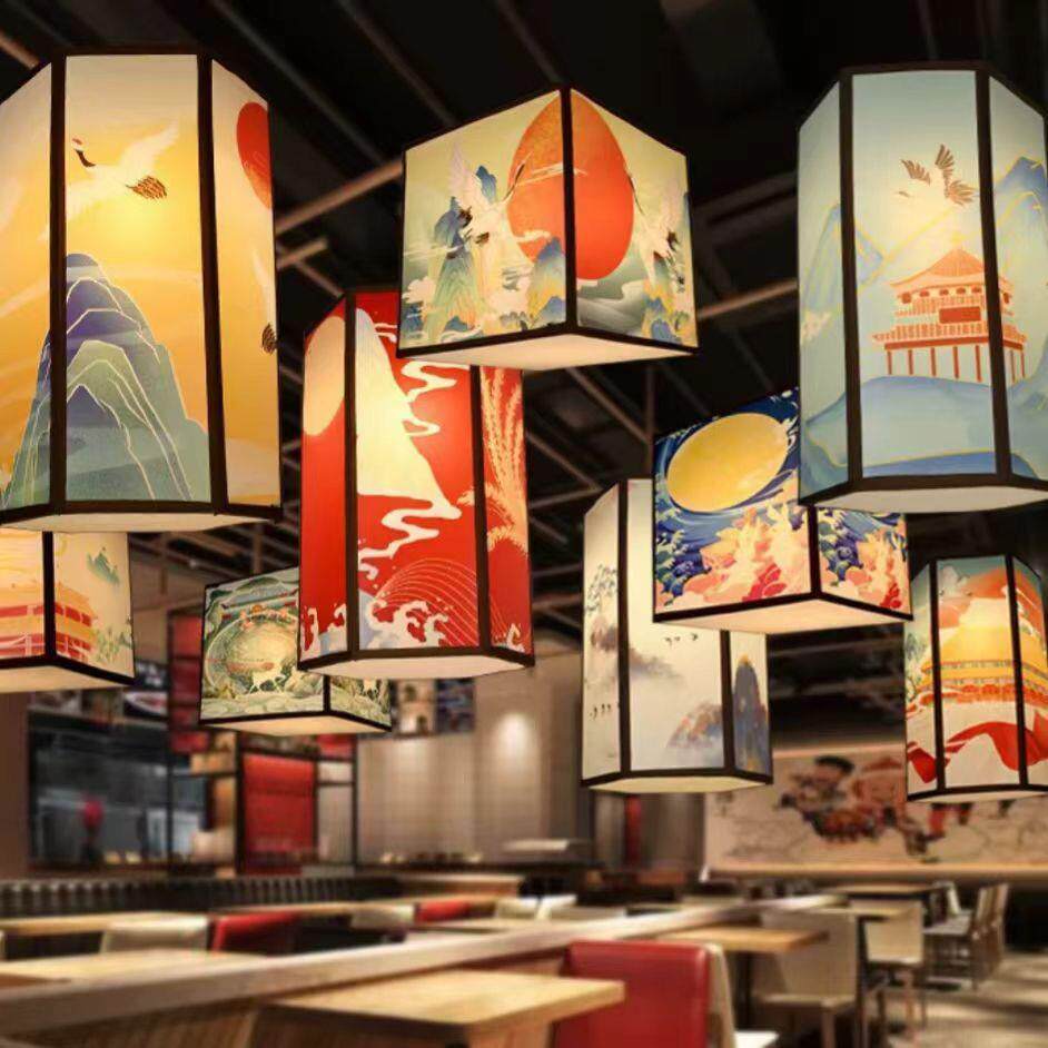 国潮风印字户外吊灯装饰古风异形景区店铺中国风中式灯笼