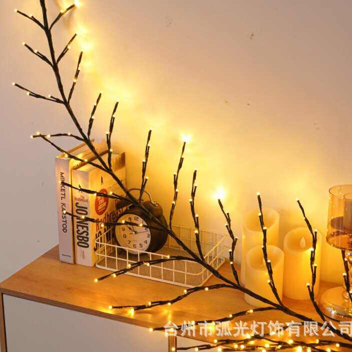 新款led树叶灯串卧室装饰灯圣诞彩灯平面型树灯小彩灯藤条灯串树