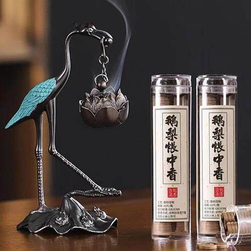正品新中式国风仙鹤悬挂香炉有火香薰室内持久家用高级感摆件2024