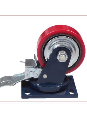 4寸5寸6寸8寸重加型耐磨铁芯PU脚轮万向刹车固定推车转向轮子