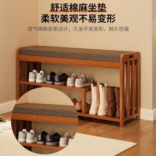 入户实木换门鞋无品牌/凳鞋一体挂衣架家用门口轻奢进坐可长条凳
