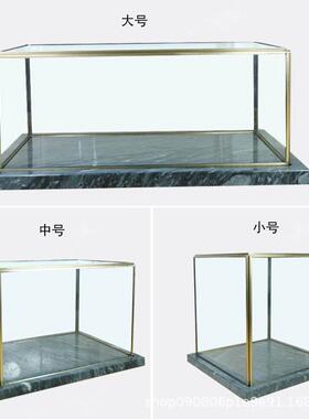 大理石方形玻璃罩摆件现代简约样板房间展厅工艺品展示陈列防尘罩