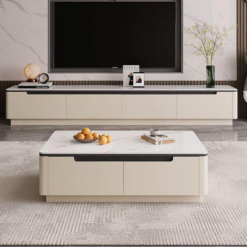2026年新款奢石微晶石实木岩板茶几电视柜组合简约小户型客厅家用