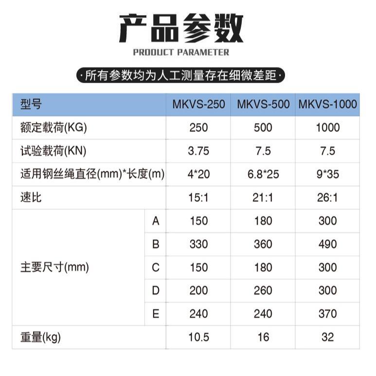 涡轮蜗杆绞盘卷扬机250kg500kg1000公斤重型手动双向自锁式绞车