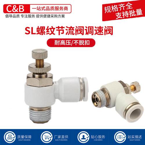 SL气动气管快速白接头节流阀调速阀SL4/6/8/10/12-M5-01-02-03-04