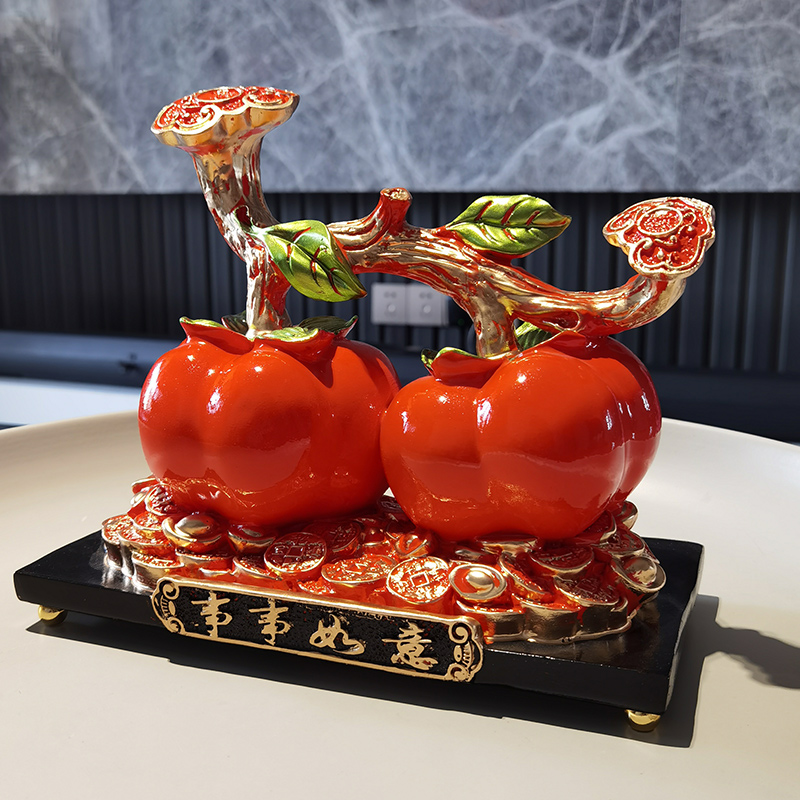 装饰品摆件客厅新房子寓意好的柿柿如意电视柜酒柜玄关柜子礼物