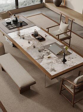 宋代美学岩板大型10人会议桌轻奢高级感办公室接待泡茶桌椅设计师