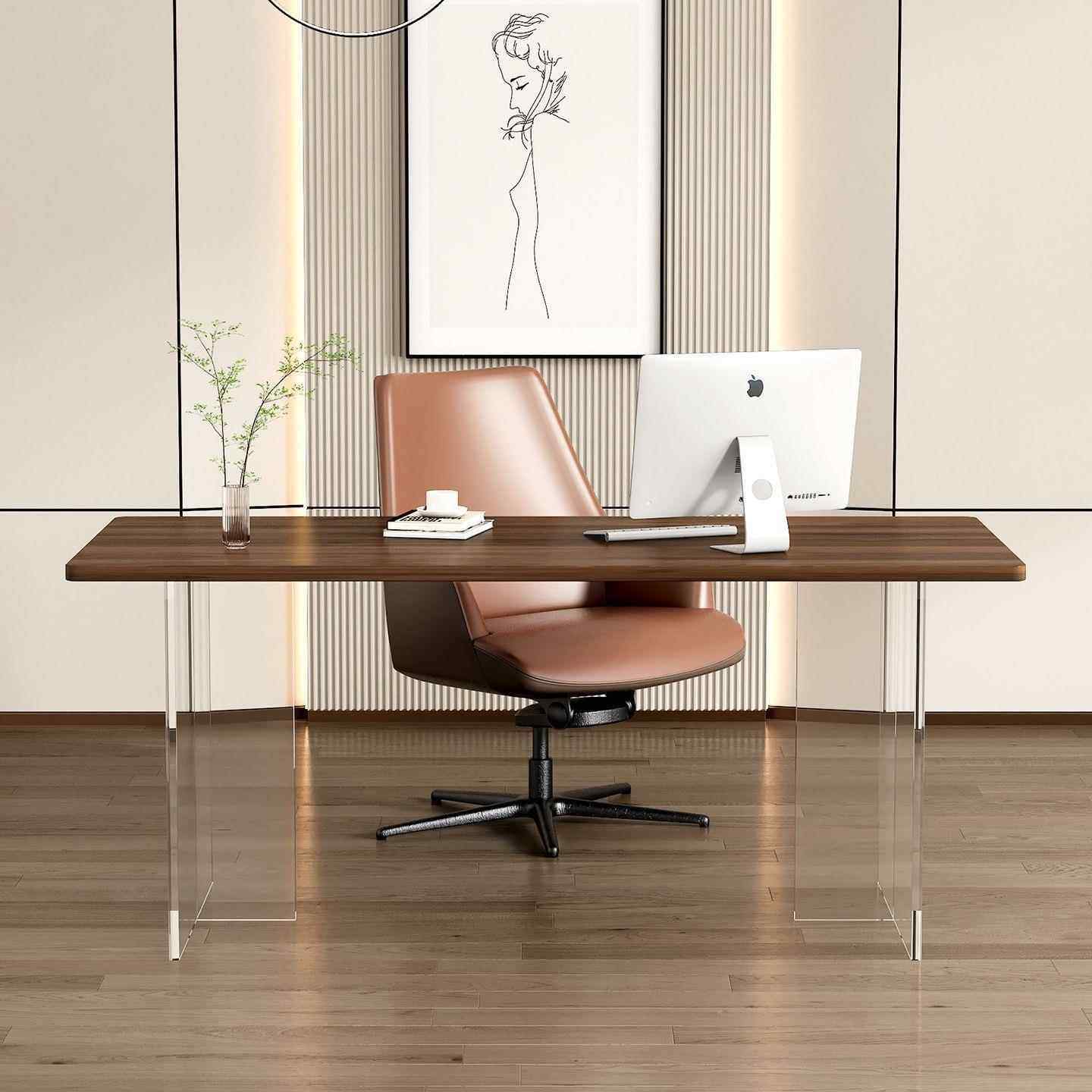 亚克力悬浮书桌现代简约阳台茶桌家用卧室电脑桌客厅办公桌工作台