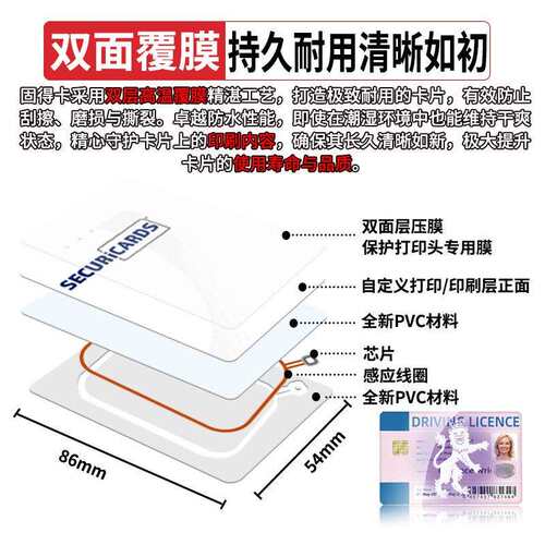固得卡RFID智能卡ID卡TK28喷码卡复合卡S50 S70证卡机打印专用
