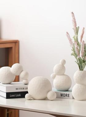 法式ins白色花瓶陶瓷摆件干花插花创意轻奢高档家居玄关酒柜摆设