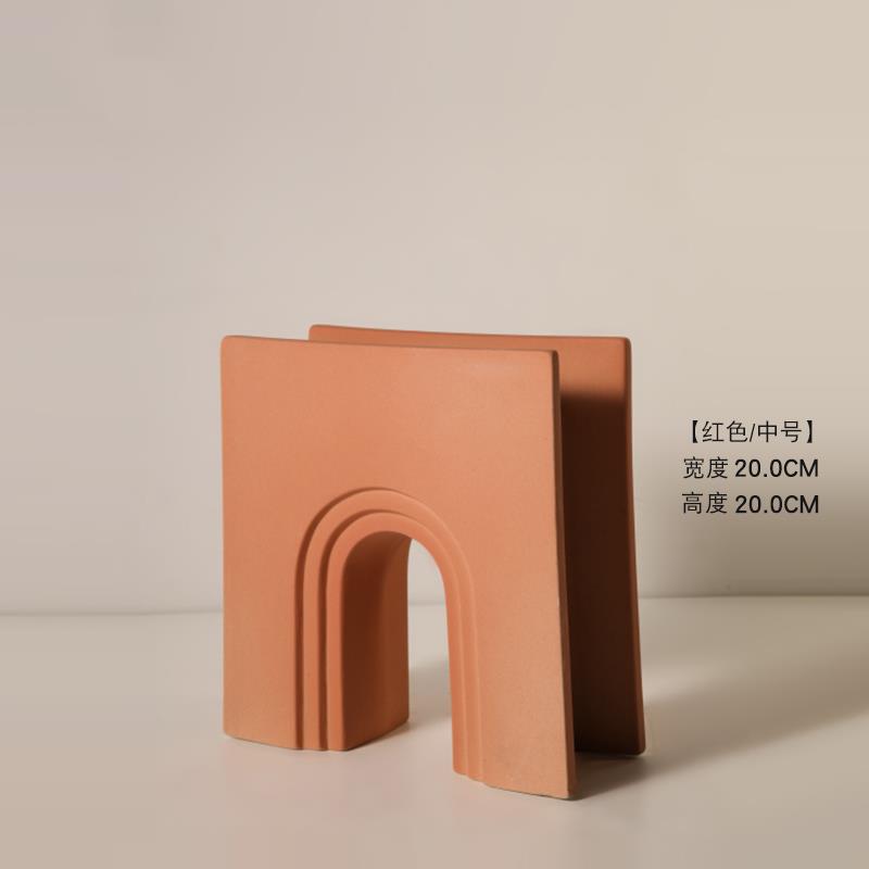 高档欧极简创意瓶 几何拱形磨砂陶瓷摆件花 简客北厅插花约装饰品