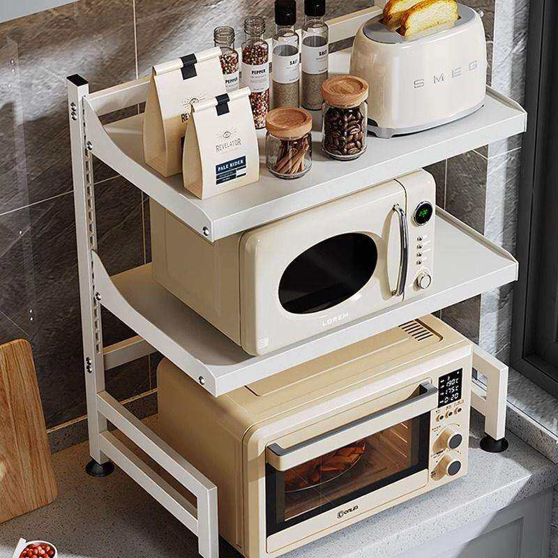 厨房微波炉置物架台面抽屉式多层电锅烤箱支架多功能可调节收纳架