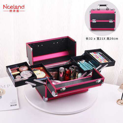 高档NICELAND容收化妆箱手家提大量化妆品纳盒美甲美睫纹绣工具箱