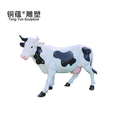 玻璃钢仿真奶牛雕塑户外园林景观雕塑大型牛摆件彩绘奶牛雕塑厂家