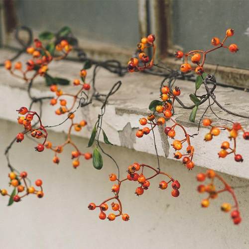 工厂 曼珠浆果藤1米红色仿真壁挂果藤婚庆摄影道具装饰藤条