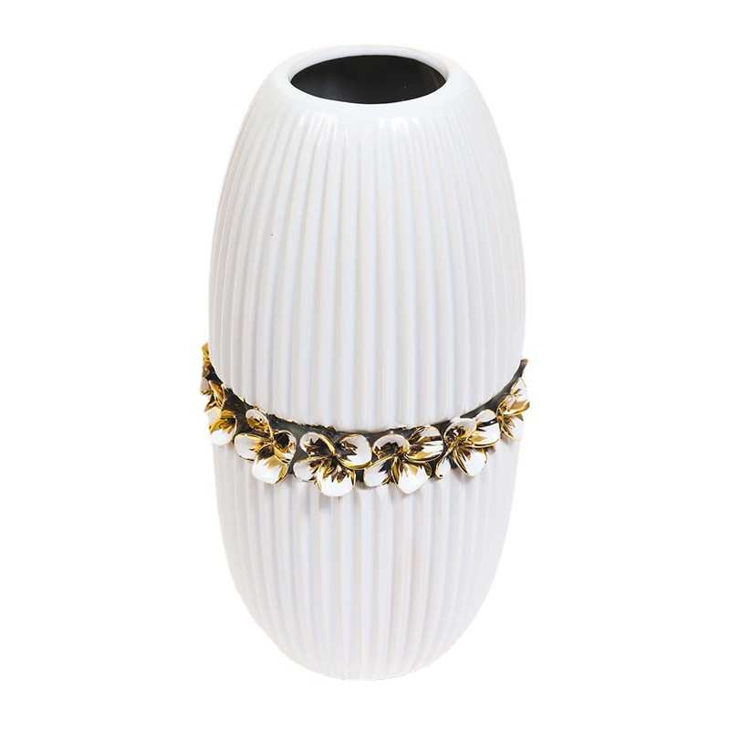 轻奢电镀手工粘花陶瓷花瓶家居玄关电视柜酒柜样板房摆件工艺品