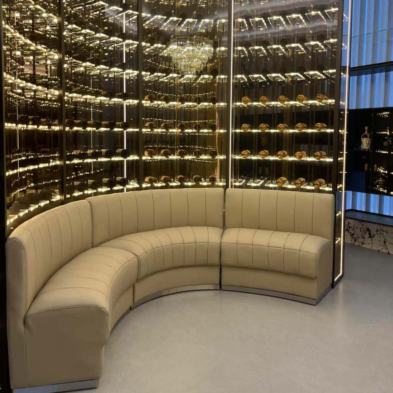 不锈钢亚克力红酒柜定制弧形发光酒柜不锈钢红酒展示柜