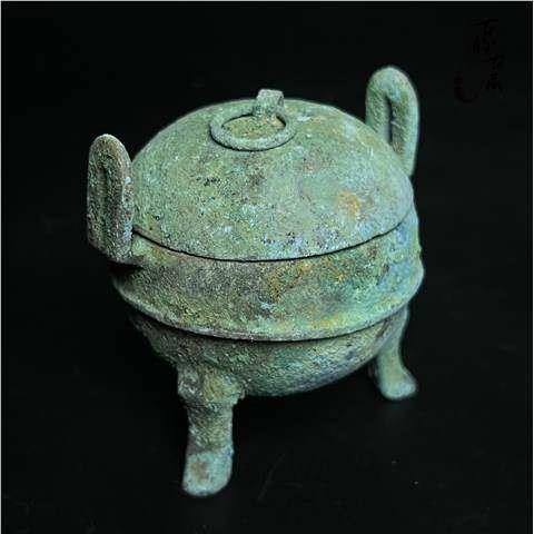出土古玩古董汉代青铜器小鼎古代老铜器摆件彷古做旧青铜器工艺品