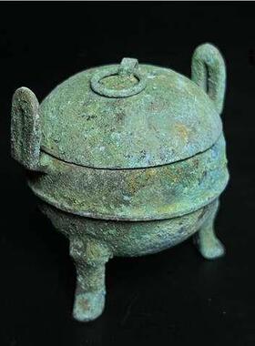 出土古玩古董汉代青铜器小鼎古代老铜器摆件彷古做旧青铜器工艺品