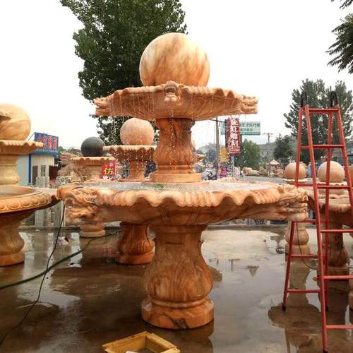大理水石石雕喷泉风大球户外庭院水鱼池水景型假山石雕喷泉欧式流