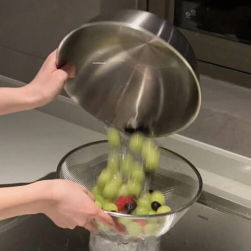 不锈钢沥水盆食品级厨房淘米盆高级轻奢双层洗菜盆水果沥水篮米筛