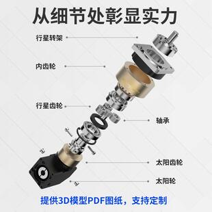 行星减速机42 57步进90度直角换向器130伺服电机80齿轮减速器