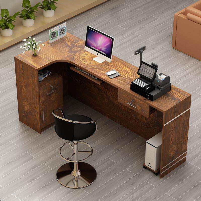 收银柜台简约现代服装店转角小型商铺柜台便利店美发店吧台接待台