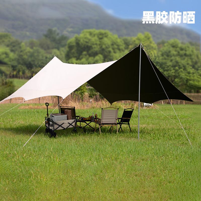 酷蓝黑胶天幕帐篷户外露营网红野营遮阳棚野桌椅防晒八角蝶形天幕