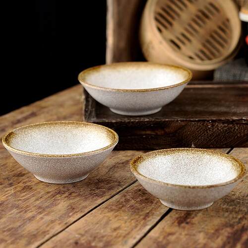 粗陶碗个性碗碟家用手工老式复古斗笠碗日式复古怀旧创意土陶餐具