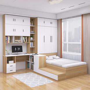 0A榻榻米床衣柜一体带书桌卧室组合小户型多功能儿童房踏踏米储物