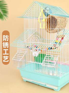 鸟笼鹦鹉笼虎皮八哥牡丹玄凤大号豪华别墅笼子豪华家用小鸟铁质笼