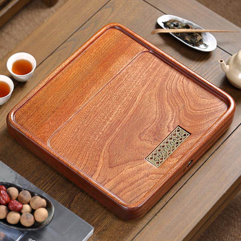 花梨木茶盘整块实木家用正方形功夫茶具简约小型干泡台茶海茶托盘