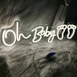 led霓虹灯发光字创意造型DIY亚克力Oh Baby字母霓虹灯灯牌