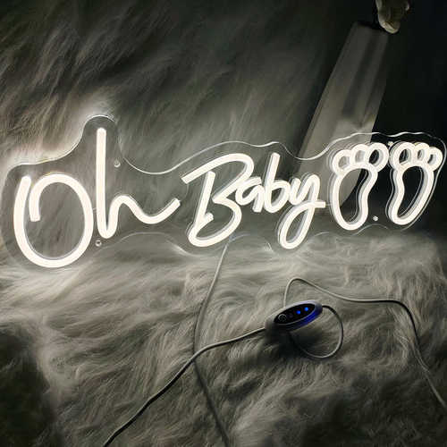 led霓虹灯发光字创意造型DIY亚克力Oh Baby字母霓虹灯灯牌