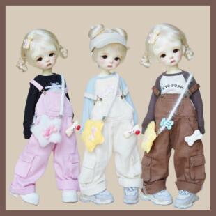 现货BJD6分1 6小6大鱼体娃娃衣服配日常百搭背带裤 帽子 新品