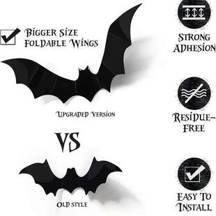Decoration Party Halloween House Stickers Bat PVC Props