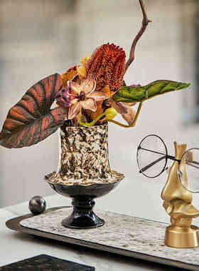 轻法式中古花瓶高级感陶瓷小花器复古情绪稳定摆件摆花艺装饰陈列