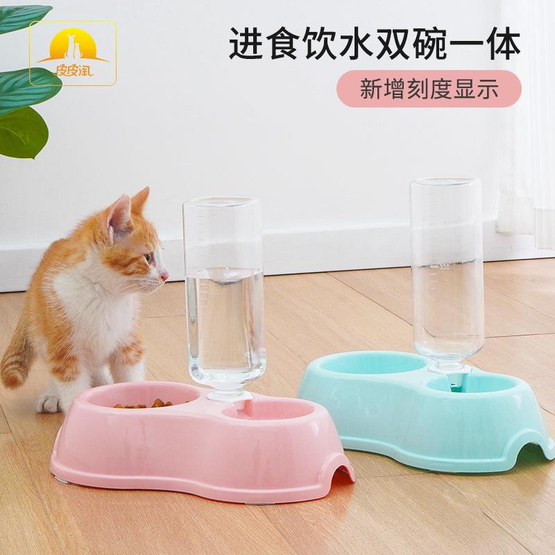 宠物饮水器喂食器猫咪水碗双碗塑料自动饮水瓶猫碗宠物用品