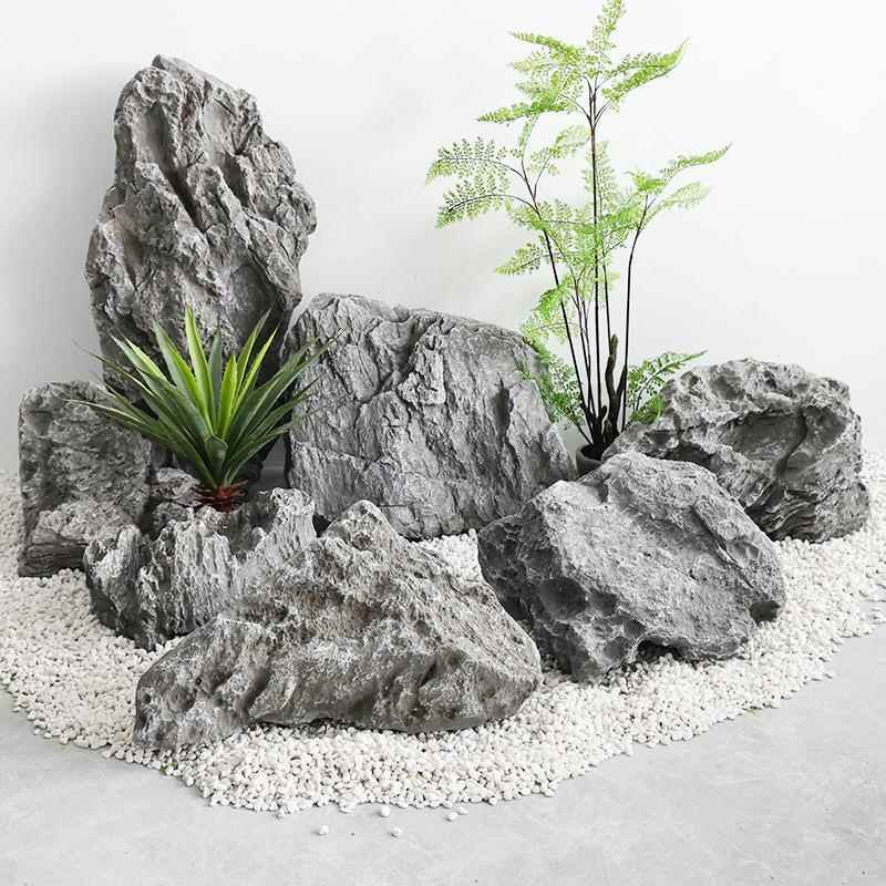 玻璃假山户外大型石头软装造钢景内花园庭院WTL装室外鱼池缸饰摆